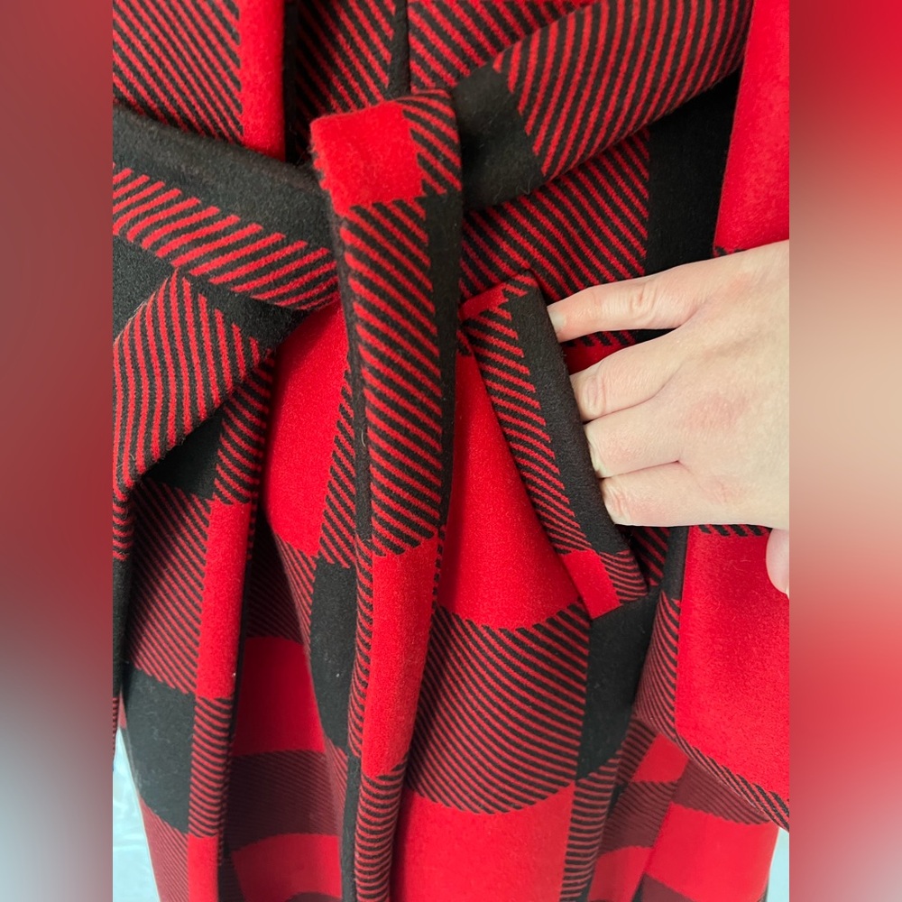 NWT Torrid Red Plaid Tie Waist Wrap Coat Size 3 (22-24) - Picture 5 of 16